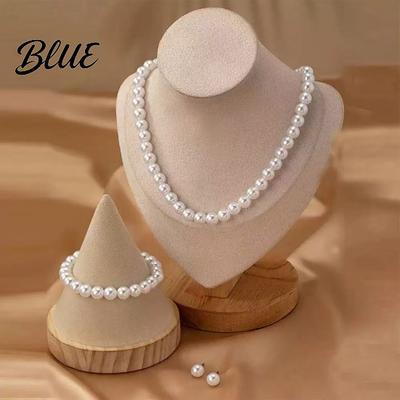 Durable Imitation Pearl Jewelry Set 46024 Sets White Choker Sparkling