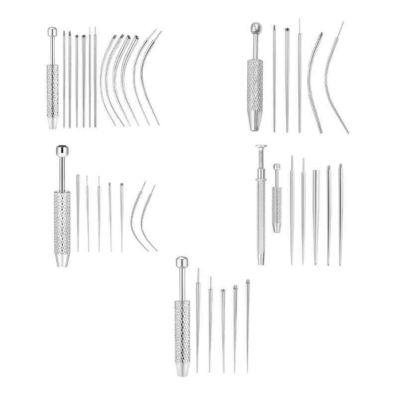 Practical Piercing Tool Set Stainless Steel Texture Suitable for Body Jewelry Insertion from 14G to 20G Safe Applicator