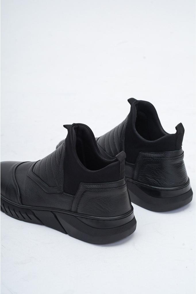 Men's Fashion Genuine Leather Flat Heeled Booties Bootie Black Leather Boots Shoes