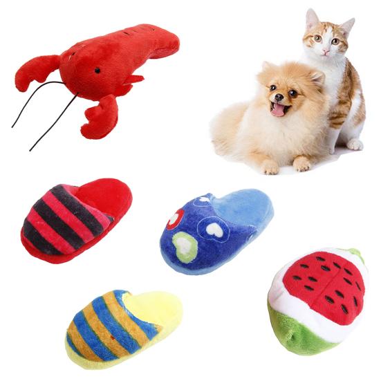 Cats Chew Doll Multi-shape Chew-safe 3 Styles Dog Chew Stuffed Lobste Toy for Pet Cats