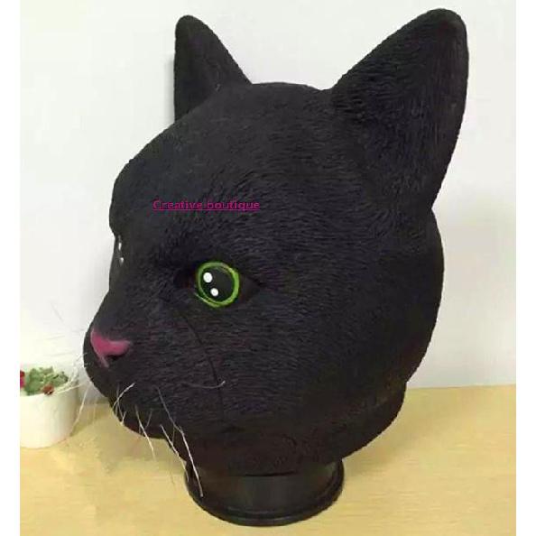 Cute and Adorable Black Big-Faced Cat Headgear Black Cat Mask Children's Masks School Show Performance Activities Early Education Animals