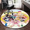1 Stück Sailor Moon Anime Cartoon Design Runder Teppich Bürostuhlmatte, Rutschfester Teppich für Heimdekoration, Wohnzimmer, Schlafzimmer, Spielzimmer