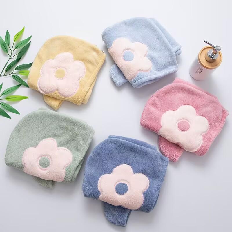 Magic Microfiber Shower Cap Embroidery Towel Bath Hats Dry Hair Cap Quick Drying Soft for Lady Turban Head