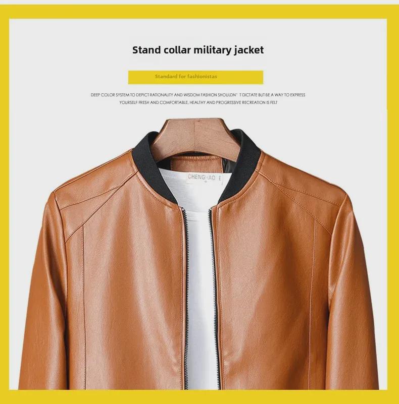 2023 Men's Slim Korean Style Leather Motorcycle Jacket - Trendy, Handsome, Casual Spring & Autumn Wear