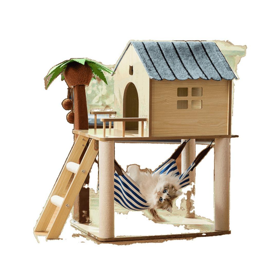 Kokospalmeninsel Katzenklettergerüst Katzennest Integrierte Katzenvilla Kleine Wohnung nimmt keine Fläche ein Universelles Katzenspielzeug für alle Jahreszeiten