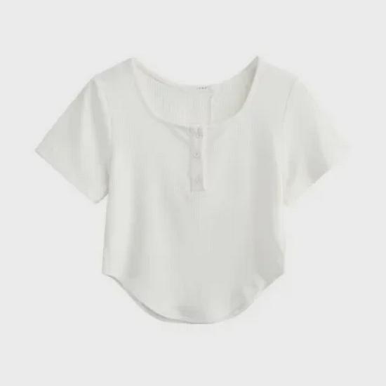 Women's 2024 Striped U-Neck Square Neck T-Shirt, Short Sleeves, Summer Fashion Niche Design