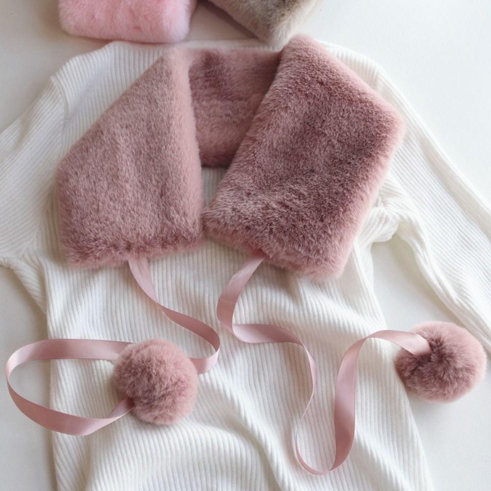 Thickened Imitation Fur Rabbit  Scarf Warm Plush Neckerchief Fashion Women Shawl  Women