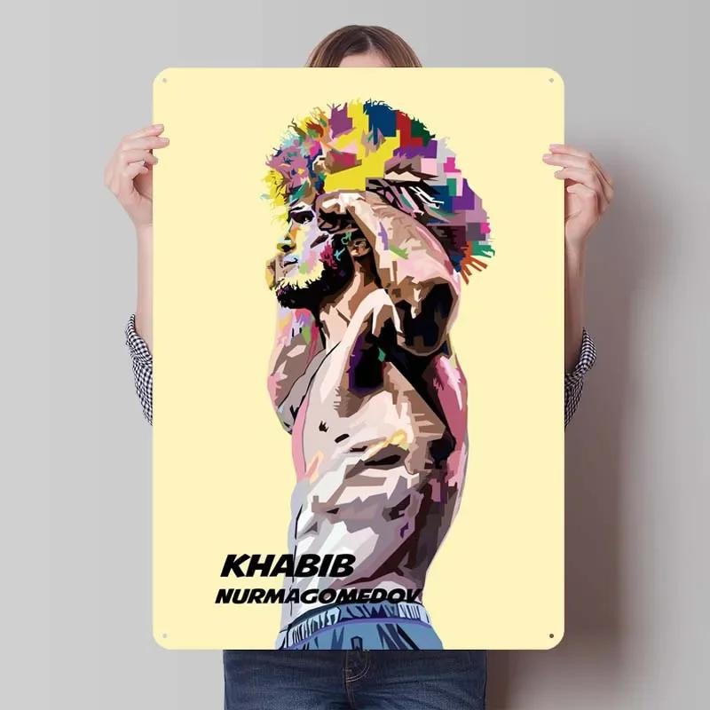Khabib Metallskylt Boxningsaffischer Dekoration för Heminredningsartiklar Vintage Plåtskylt Plakett för Väggkonstdekoration Kaffebar