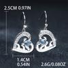 Cute Female Big Heart Drop Earrings Silver Color Dangle Earrings For Women Luxury Blue Turtle Crystal Stone Wedding Jewelry