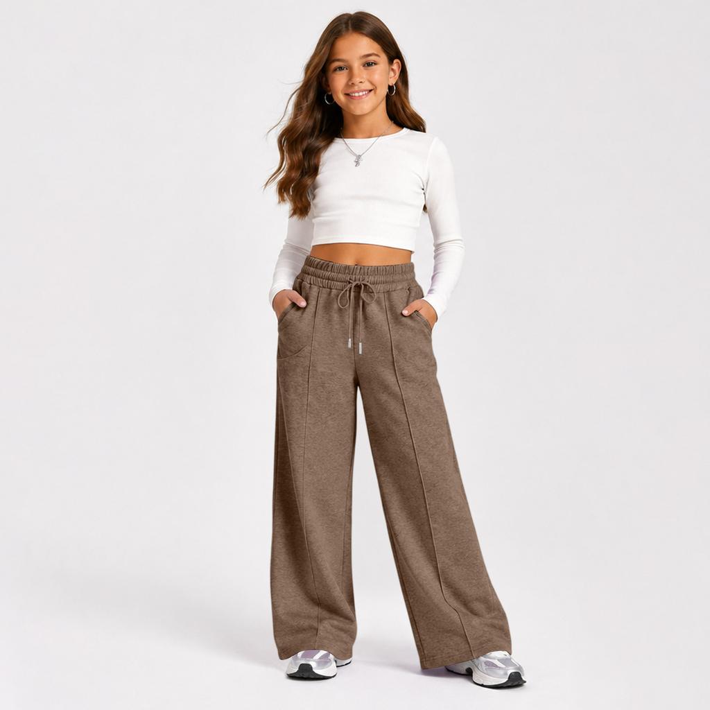 Kids High Waist Wide Leg Yoga Pants Color Athletic Sweatpants for Boys and Girls