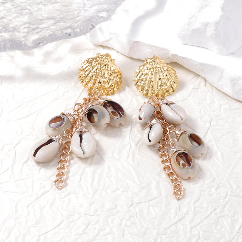 Bohemian Fashion Resort Casual Shell Alloy Scallop Earrings Versatile Beach Fashion Women's