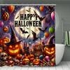 Glückliche Halloween Duschvorhang Set 3D Druck Wasserdicht Polyester Stoff Badezimmer Vorhang Haus Badezimmer Halloween Dekoration Mit 12 Haken
