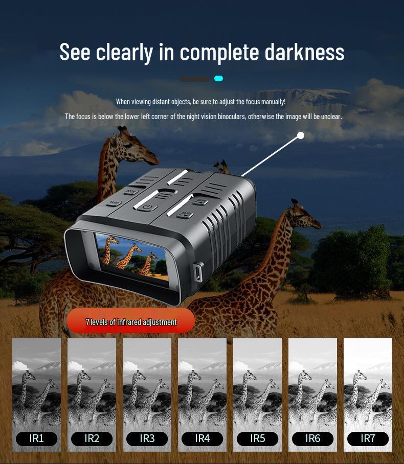 HD Infrared Night Vision Binoculars with Large Screen - Capture Photos & Videos, Handheld Outdoor Use, All Black
