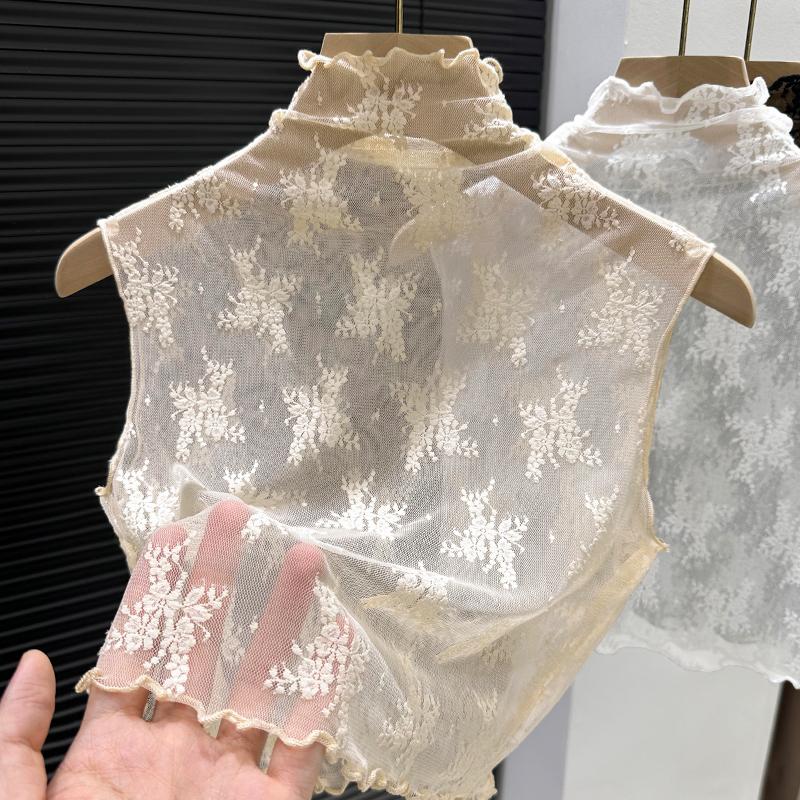 Perfect Match New Lace Svel Mo Collar Top Women'S Inner Wear F High Collar Ort Length Base Irt Korean Sle Commute Wind
