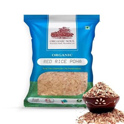 Bio-Rot-Poha 900 g | Abgeflachter roter Reis | Atukulu | Chiwda | Aval | Atukulu | Avalakki, 100 % Bio-Poha 900 Gramm, biologisch zertifiziert