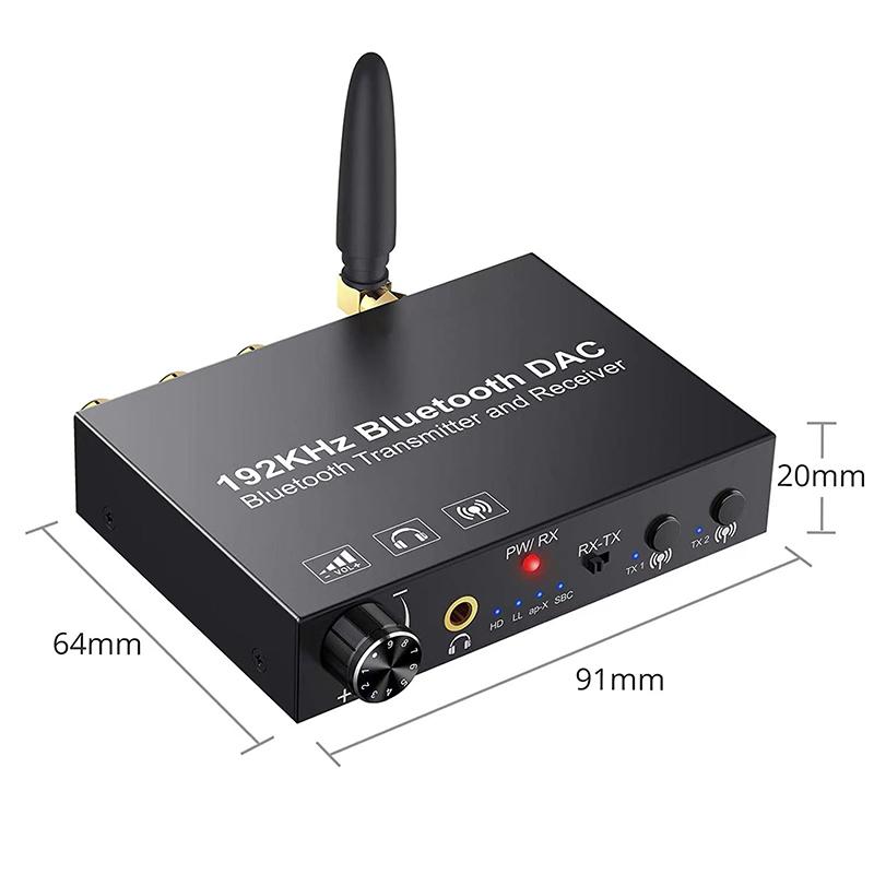 192KHz DAC Digital To Analog Audio Converter Bluetooth Audio Transmitter Receiver with AptX Low Latency