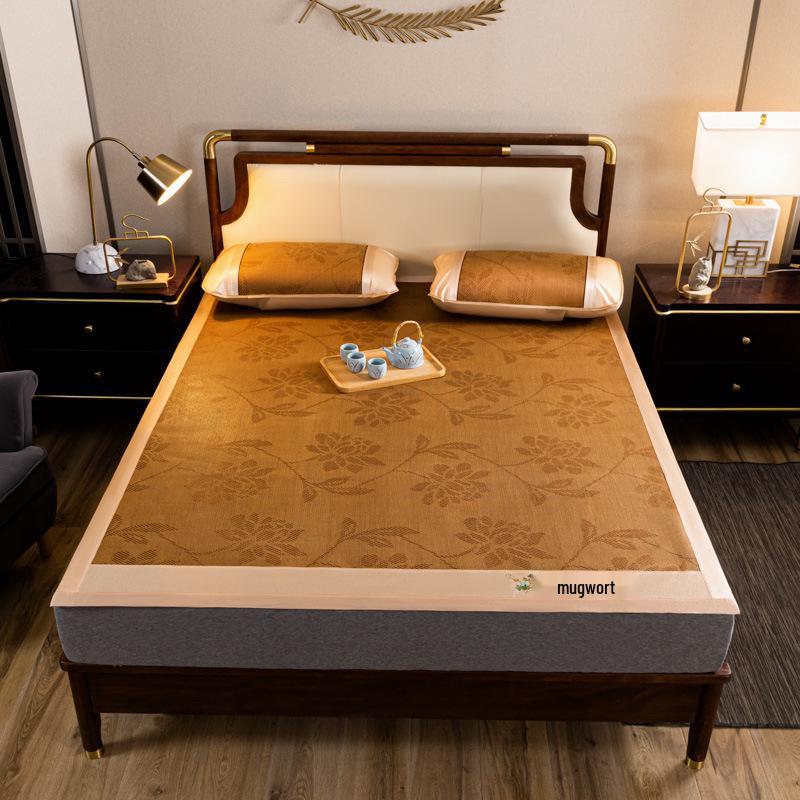 

Natural Mugwort Mosquito Repellent Double-Sided Cool Mat - Ice Silk & Rattan, Foldable for Home or Dorm Use. 0.9m Single-Sided 2-Piece