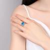 Women's Jewelry Silver Rings Blue Zircon Oval Wedding Ring For Women Girls Party