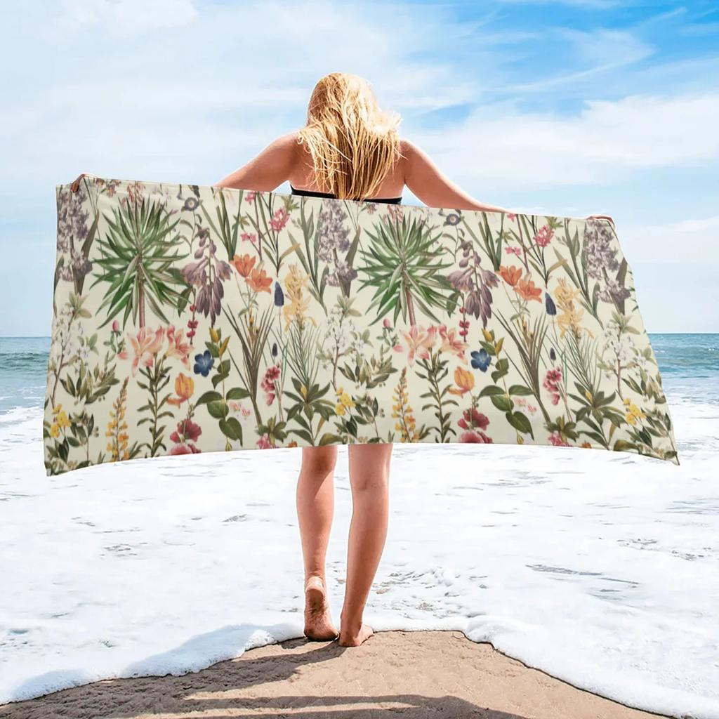 Pink Peonies Rose And Iris Quick-Dry Beach Towel Bathroom Microfiber Face Towel Outdoor Sport Swimming Camping Yoga Women Gift