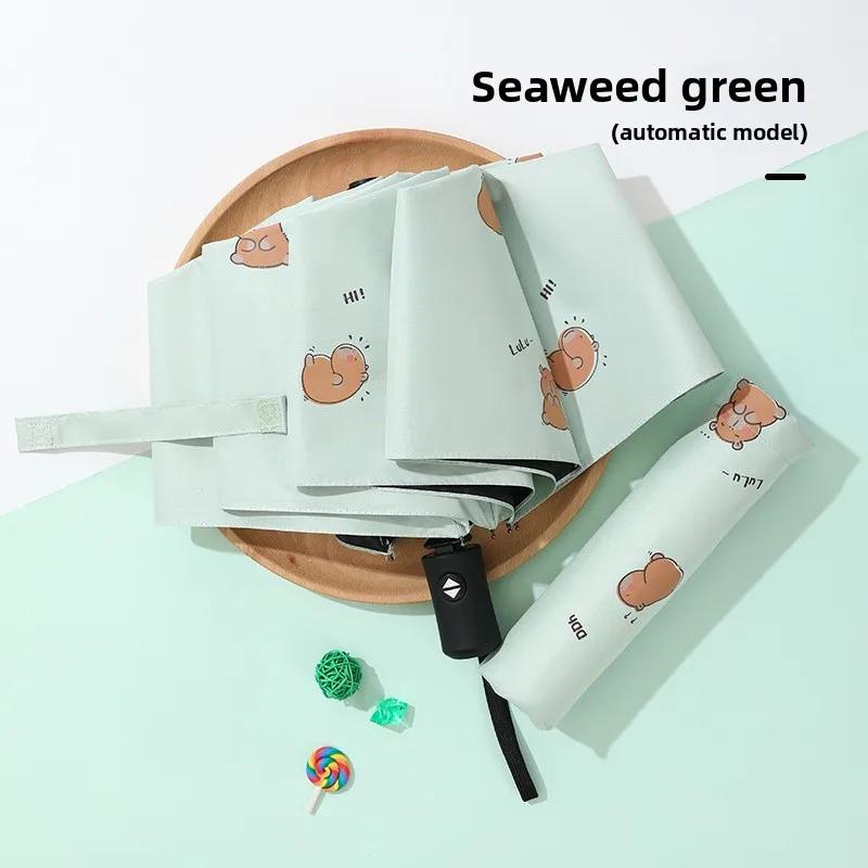 Cartoon Auto Open Close 3 Fold Umbrella UV Sun Protection Compact Unisex Travel Sun Rain Dual Use