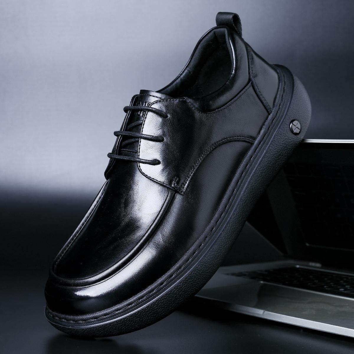 

2025 Кожаная обувь Мужская Нарядная Деловая Британский стиль Кожаная Мужская обувь Первый слой коровьей кожи Повседневная С большой головой Свадебная Дерби 43