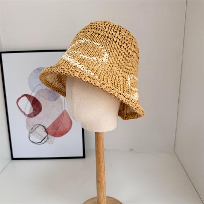 Elegant Korean Butterfly Bow Woven Hollow Sun Hat For Women Stylish Face Slimming Sunshade Fisherman Hat