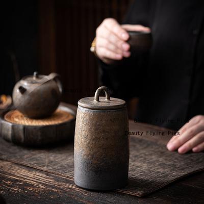 1 Retro Ceramic Tea Sealed Jar Dried Fruit Coffee Beans Candy Storage Container