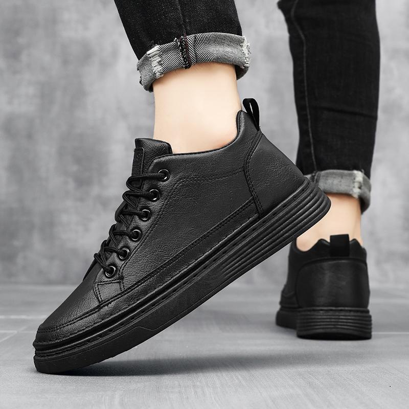 Fashion Men's High Top Leather Ankle Boots Spring Waterproof Comfortable Casual Shoe Sneakers Jogging Korean Tooling Shoes Botas