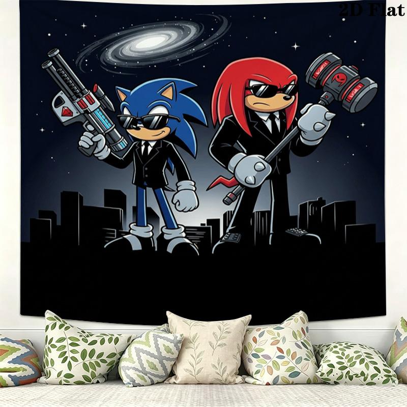Sonic Hedgehog Wall Tapestry Aesthetic Wall Hanging Printed Fabric Blanket Decorative Tapestries For Bedroom Living Room Home Decor