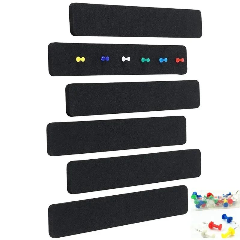 

6PCS+35pins Frameless Cork Bulletin Board Strips for Home refrigerator Office Decoration Message Board cork board wall stickers чёрный