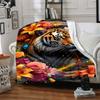 1pc Tiger Portrait Blanket Lightweight Flannel Blanket Throw Blanket For Sofa, Bed, Travel, Camping, Livingroom, Couch, Chair, And Bed yy2509026219