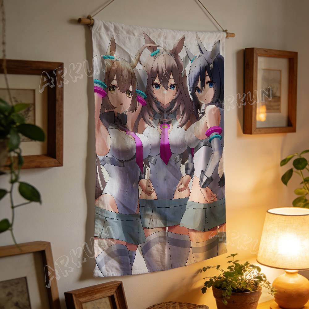 Tapestry Decorative Hot Uma Musume Anime Gaming Girl Tapestry Wall Art Hanging Dorm Background Cloth Banner Fans Gift Home Decor