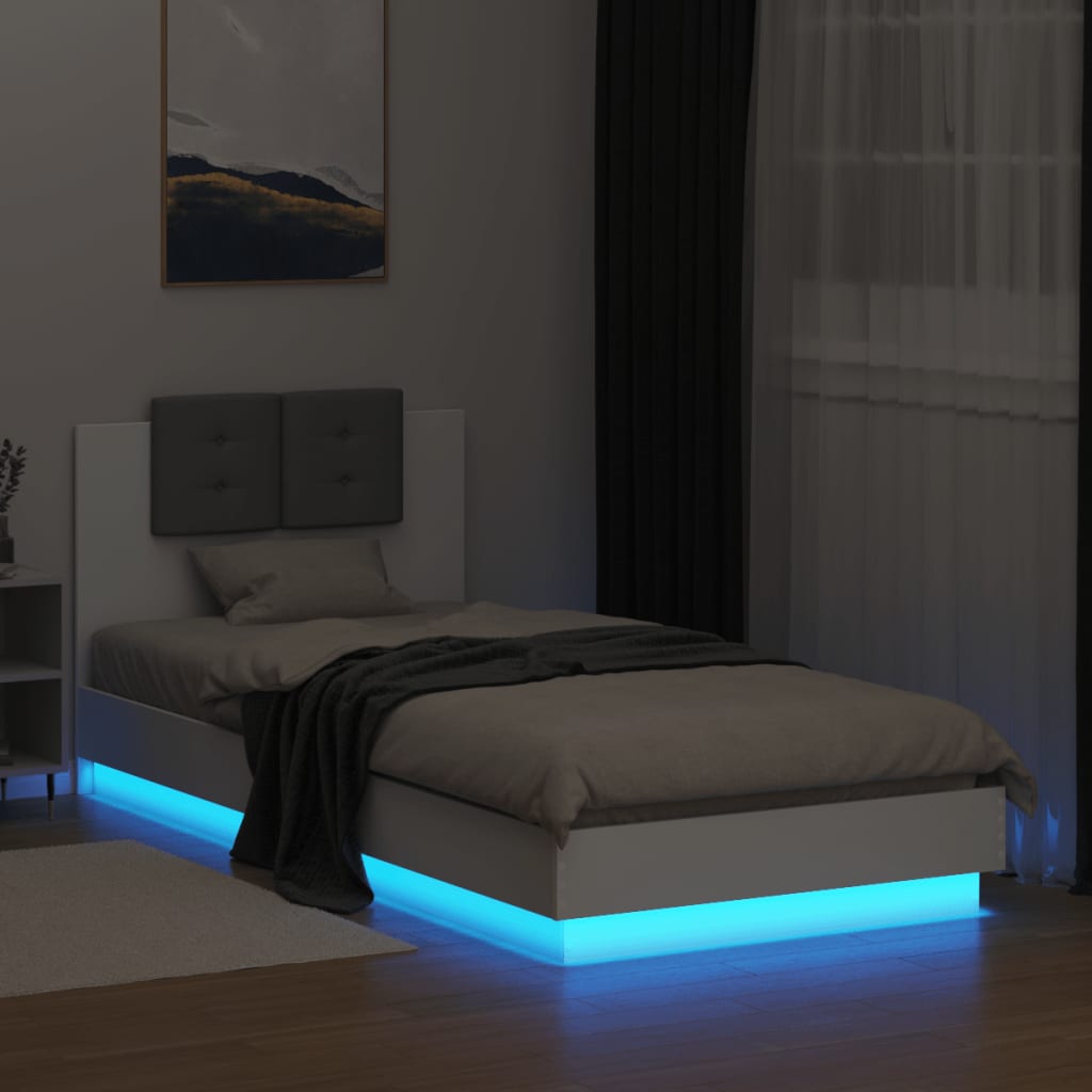 Vidaxl Rama Łóżka Z Wezgłowiem I Led, Biała, 90X200 Cm
