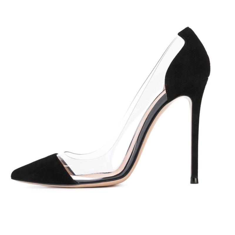Hot-selling Pointed Splicing Transparent Cm High-heeled Women's Versatile Single Shoes