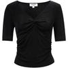 Women's Pleated V-Neck Five-Quarter Sleeve T-Shirt