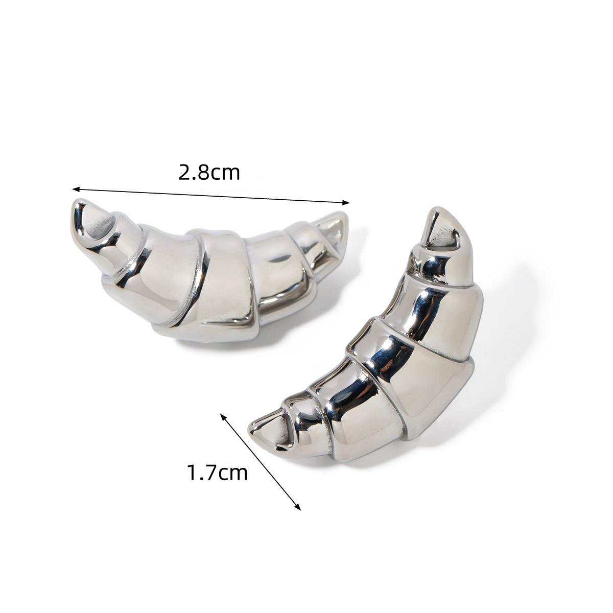 18K Gold Plated Bull Horn Stainless Steel Earrings - Colorfast, Vacuum Electroplated Studs
