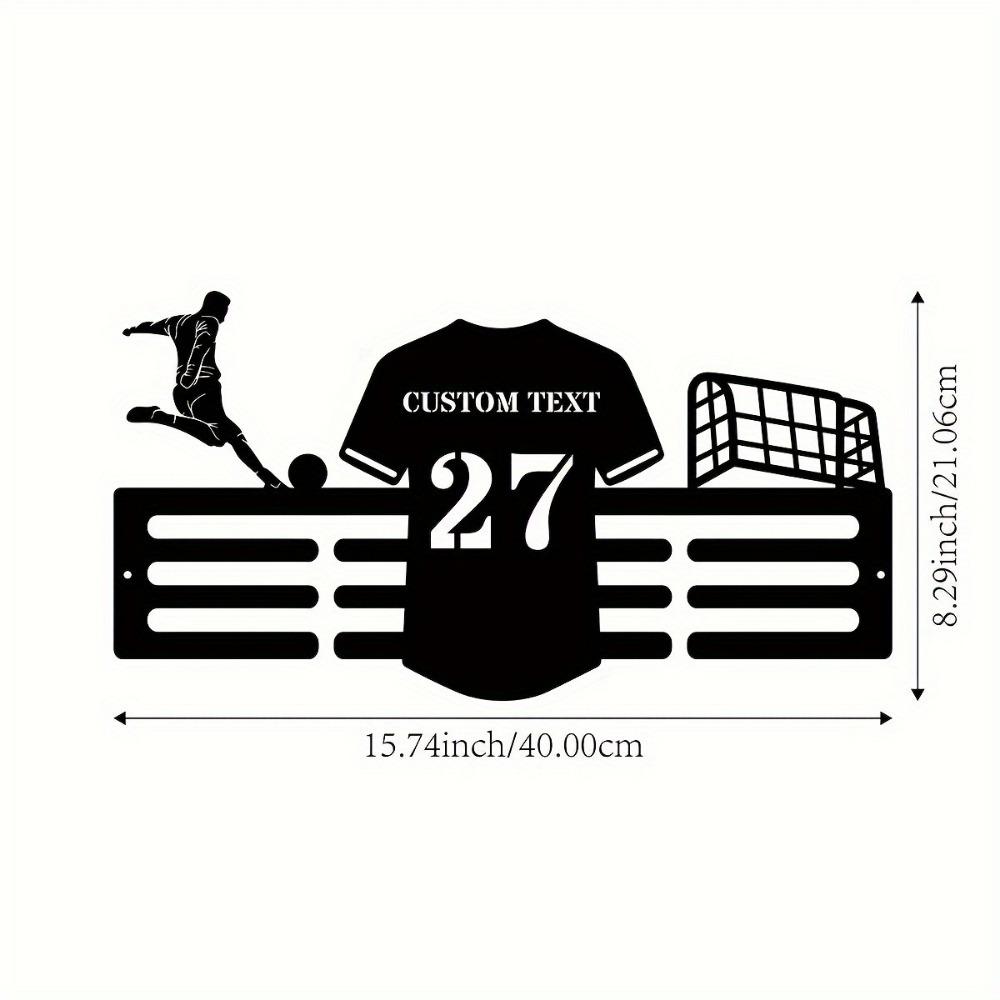Personalized Soccer Trophy Metal Wall Rack | Custom Sign & Hooks for Kitchen, Lounge, Veranda Decor | Customizable Gift