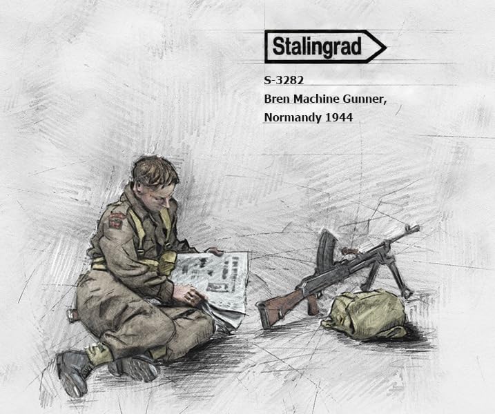 Stalingrad WW2 British Bren light machine gunner on break Normandy 1944 Resin Kit ST3282 1/35