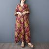 V-neck Retro Long Skirt Cotton Linen Dress