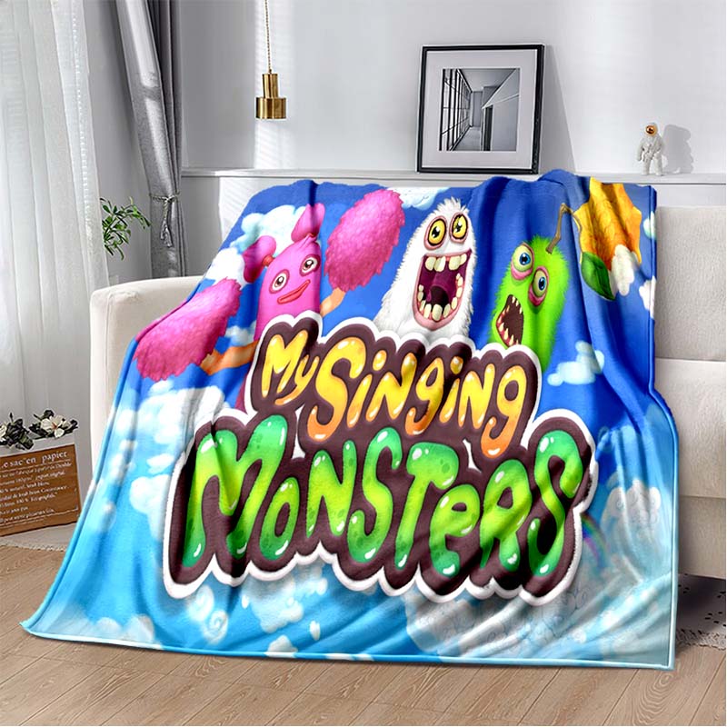 Benim şarkı söyleyen canavarlar video oyunu karikatür yumuşak peluş battaniye, pazen battaniye oturma odası yatak odası yatak kanepe piknik için battaniye atmak
