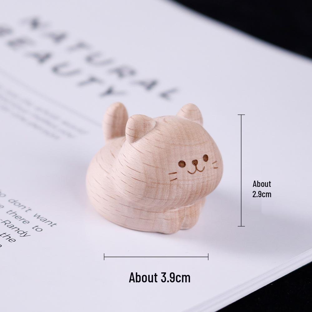 Beech Wood Joyful Cat Desktop Ornament – Year-Round Healing Décor