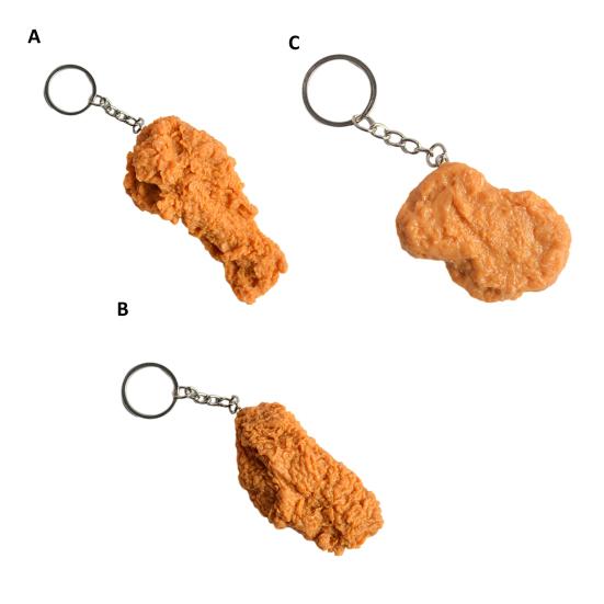 Klíčenka s jídlem Imitace Kuřecí stehno Křídla Kuřecí nugety Přívěsek