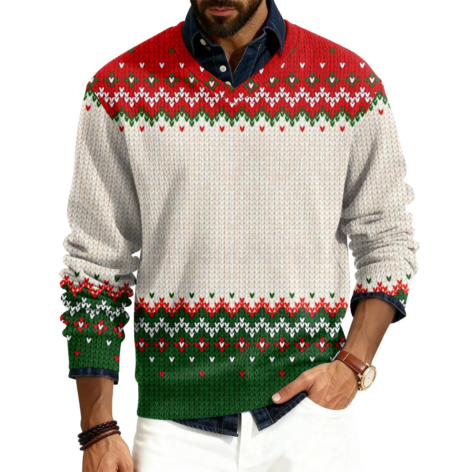 

Мужской пуловер с V-образным вырезом, длинными рукавами и рубчатой вязкой M бежевый