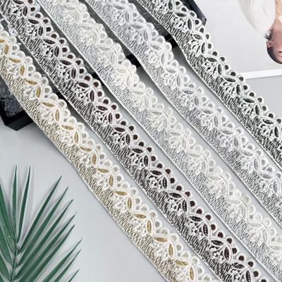 4,5 cm Organza Perlen Stickerei Barcode Spitze Exquisite Fensterdekoration Kleidung Gepäckband Dekoratives Spitzenzubehör