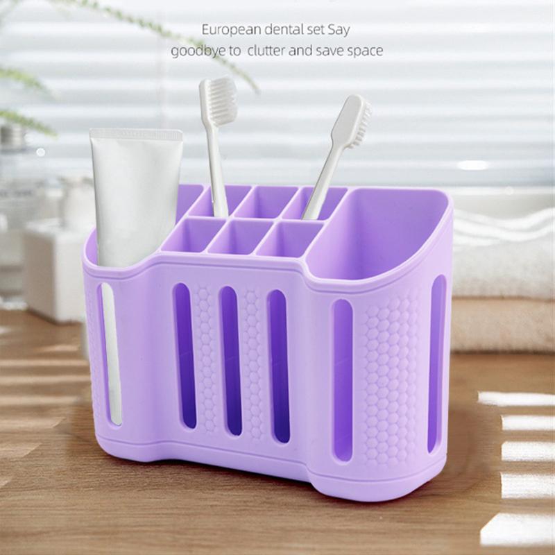 1PC No-Drill Strong Suction Toothbrush Holder, Wall Mounted Bathroom Organizer for Toothpaste Storage (Renter-Friendly)
