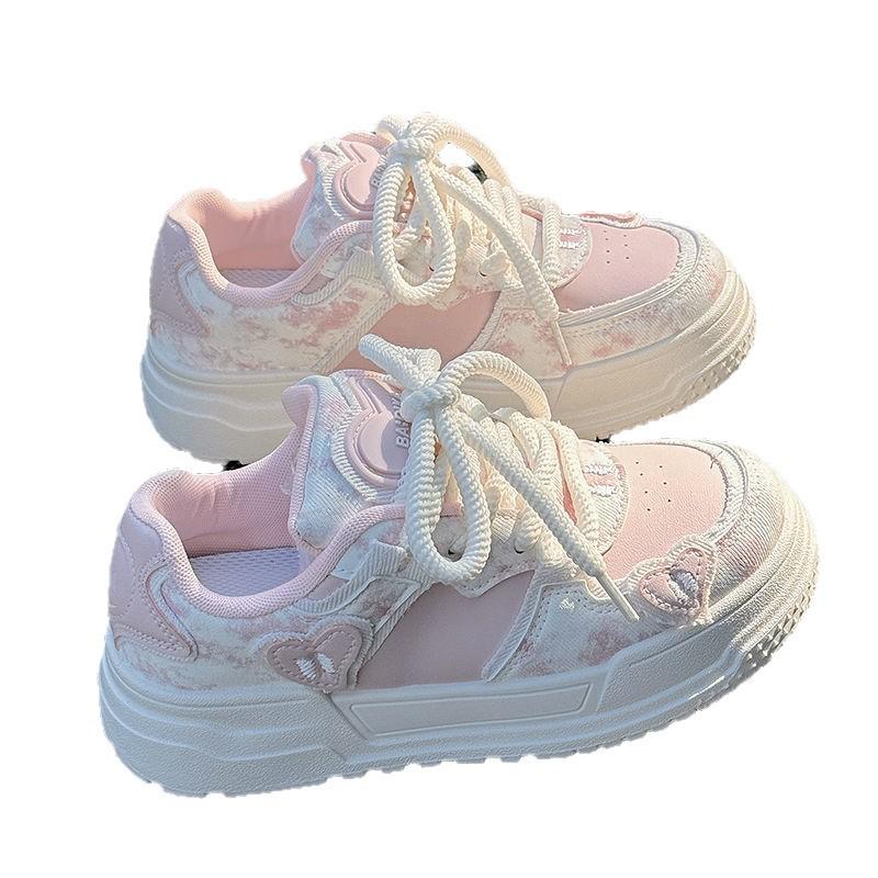 With skirt little white shoes women's 2025 autumn new thick-soled niche versatile chic shoes sports and leisure bread shoes
