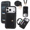 Crossbody Long Lanyard Leather Cards Solt Wallet Case For iPhone 17 Pro Max 16 Plus 15 14 13 Built in Makeup Mirror Bag Cover