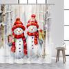 Niedlicher Schneemann Weihnachts-Duschvorhang Vintage Bauernhof-LKW Weihnachtsbaum Elch Winterwaldlandschaft Heim Badezimmer Dekoration Duschvorhänge
