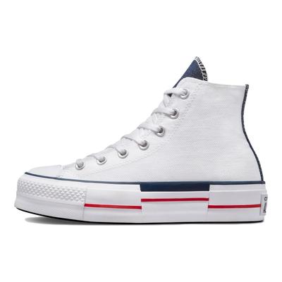 Chuck Taylor All Star Lift Platform High Retro Denim Baskets Femme Blanc Rouge Obsidienne A03961C