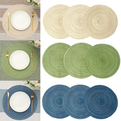 Rund Leinen Jute Sackleinen Tischset Tischmatte für Esstisch Teetasse Teller Matte Für Zuhause Hochzeit Geburtstagsfeier Dekoration